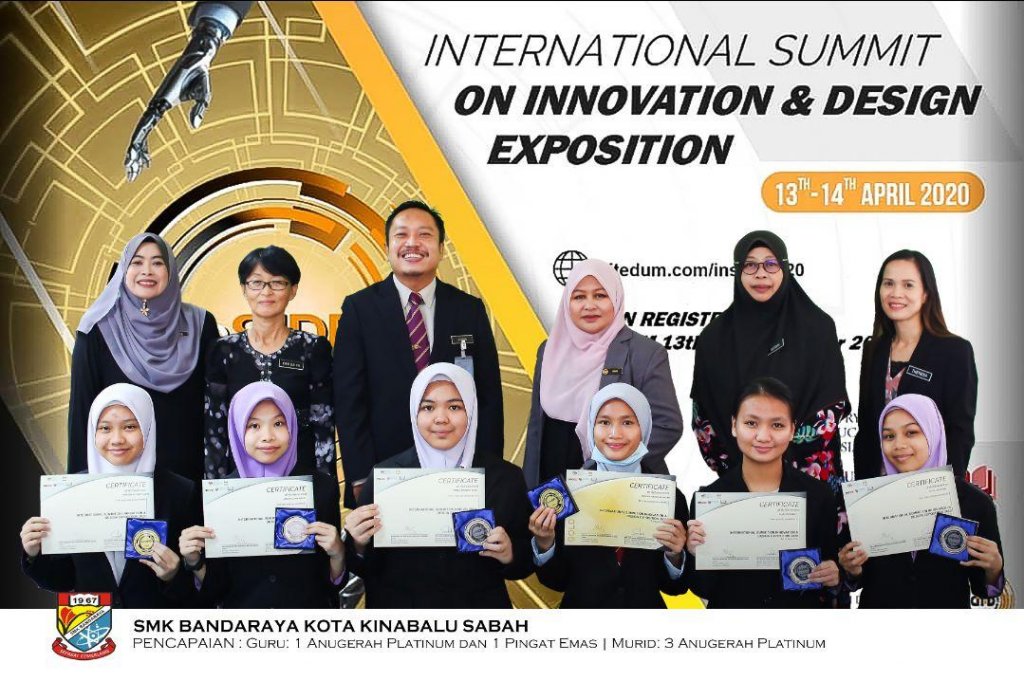 SMK Bandaraya Kota Kinabalu Meraih 1 Pingat Emas dan 4 Anugerah Platinum dalam International Summit on Innovation & Design Exposition